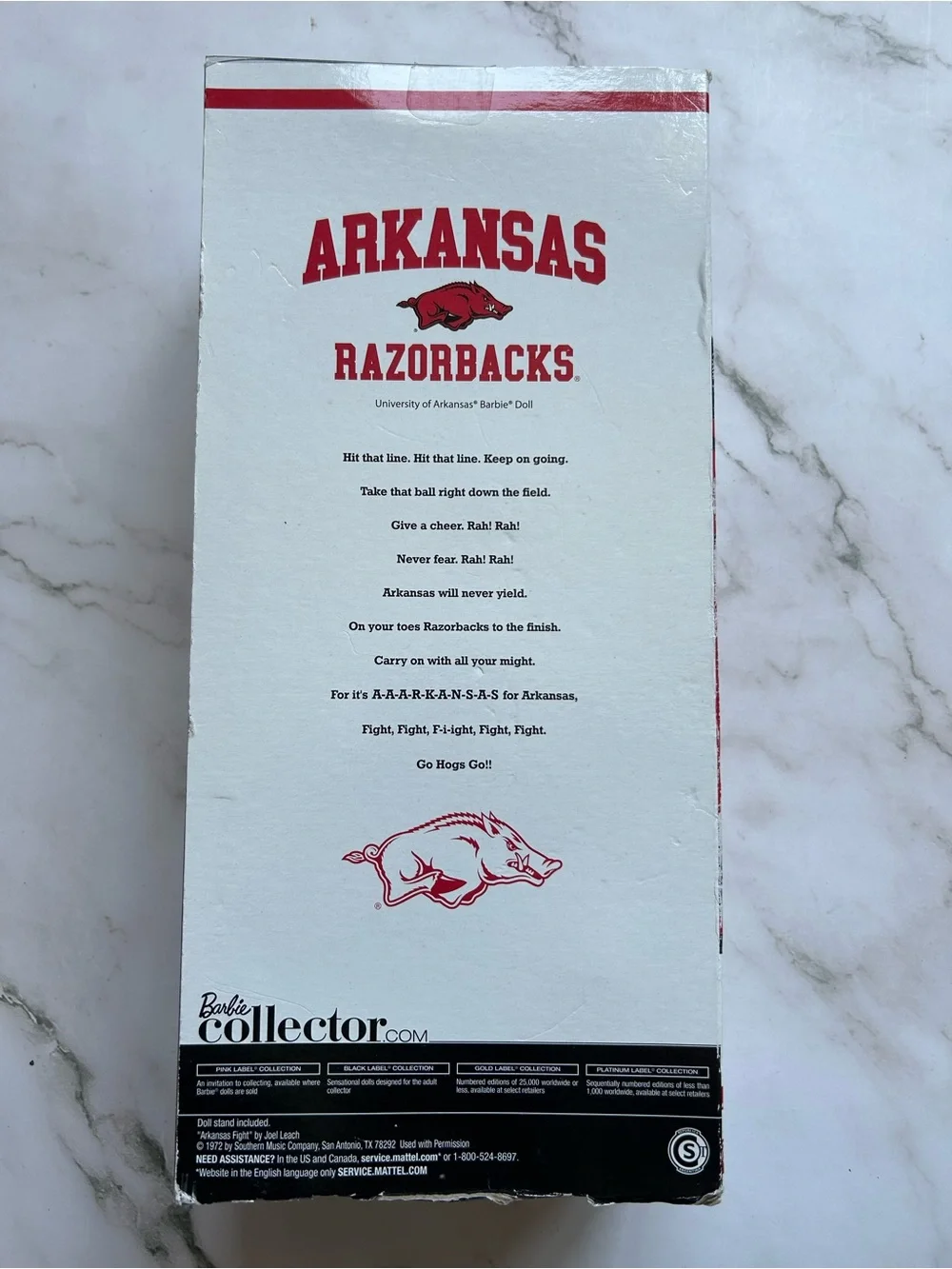 Pink Label Arkansas Razorbacks College Cheerleader Barbie Doll Y2360